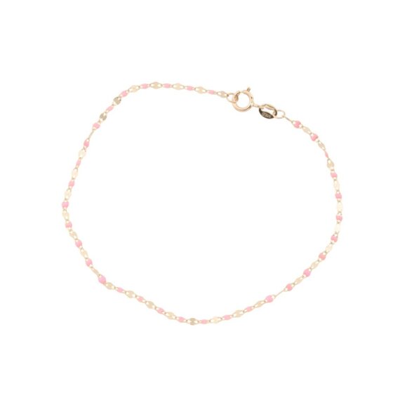 GOLDEN CLEF Pink Made In Italy 14k Gold Pink Enamel Delicate Bracelet - Picture 1 of 2